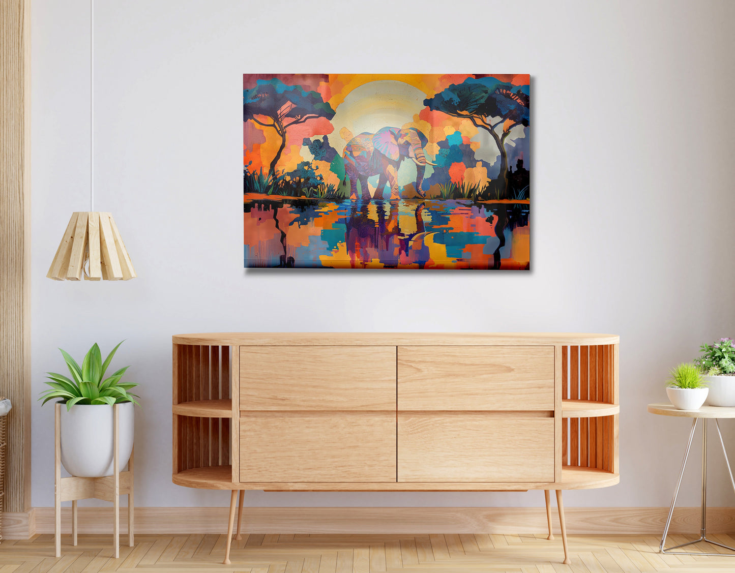 Elephant Sunset Reflection African American canvas print view 20