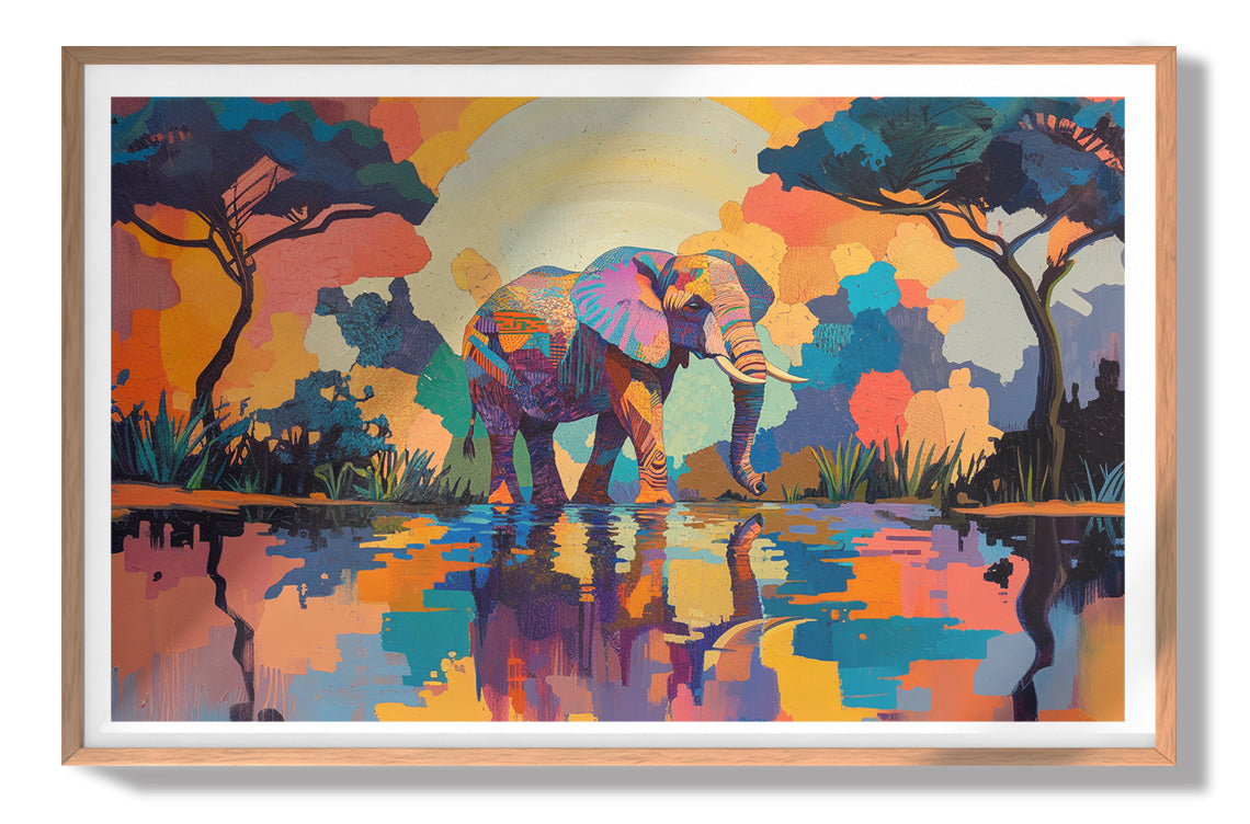 Elephant Sunset Reflection African American canvas print view 79