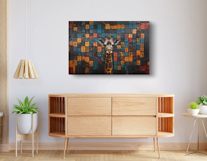 Blue Mosaic Giraffe African American Wall Art