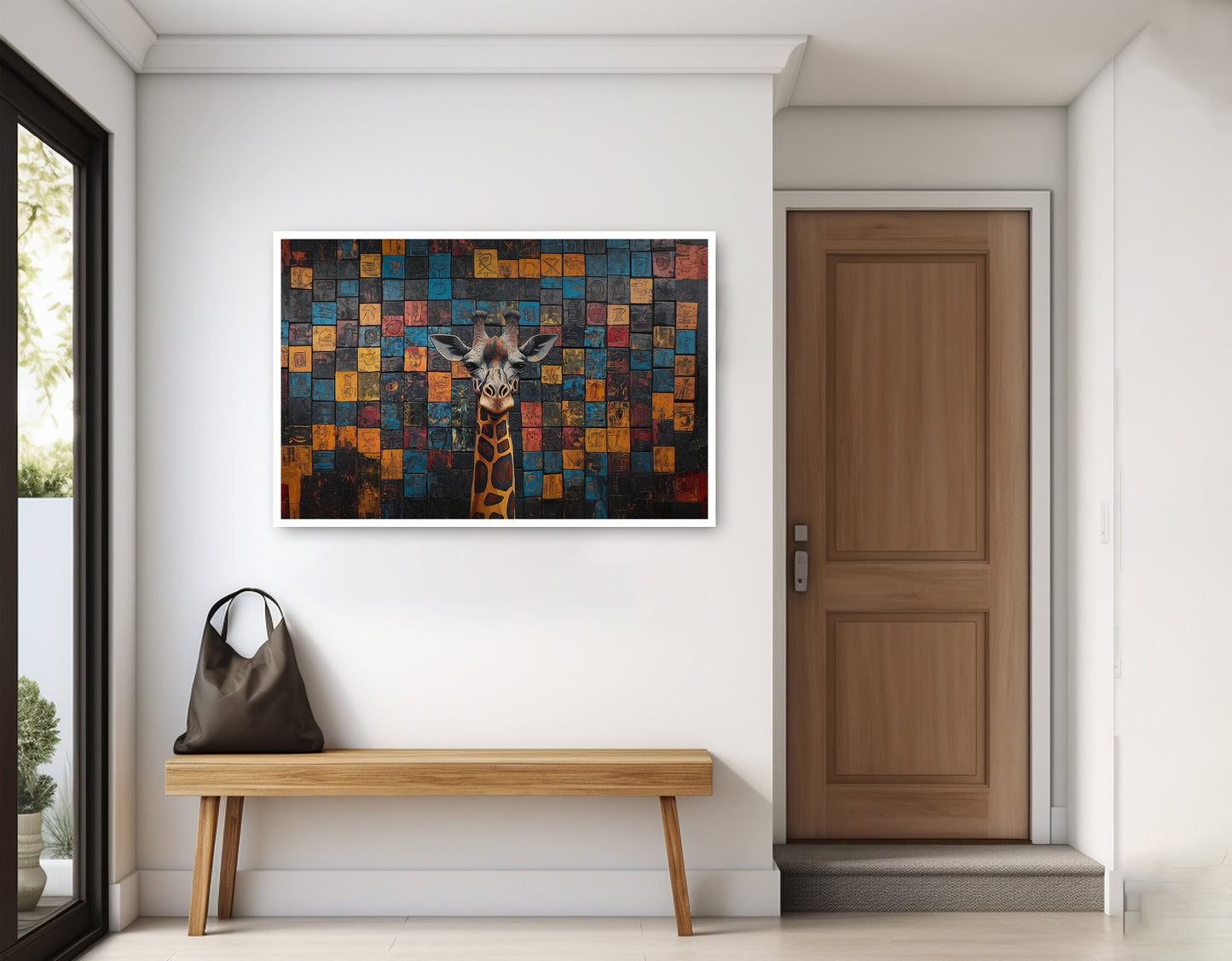 Blue Mosaic Giraffe African American canvas print home decor view