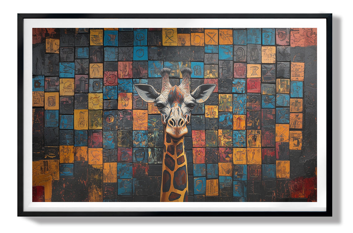 Blue Mosaic Giraffe African American canvas print view 67