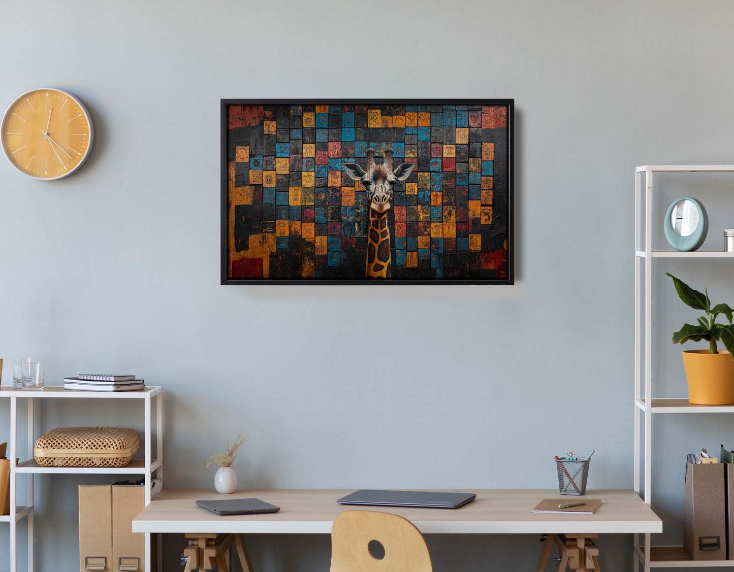 Blue Mosaic Giraffe African American canvas print view 30