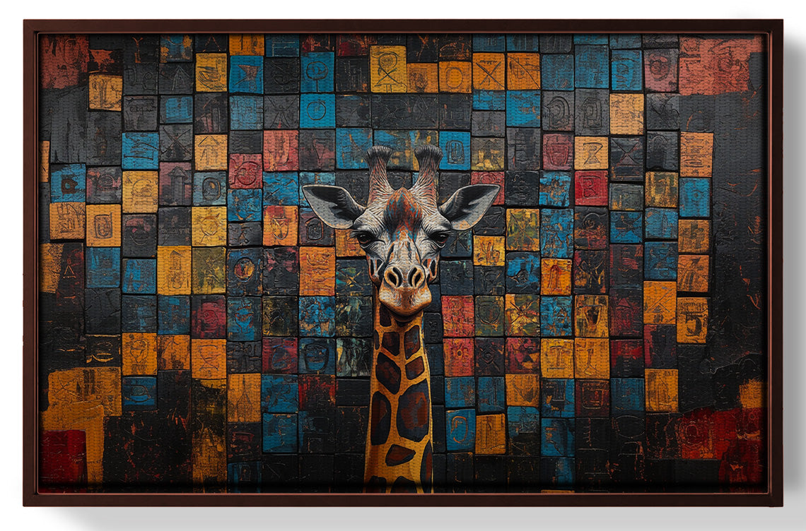 Blue Mosaic Giraffe African American canvas print view 31
