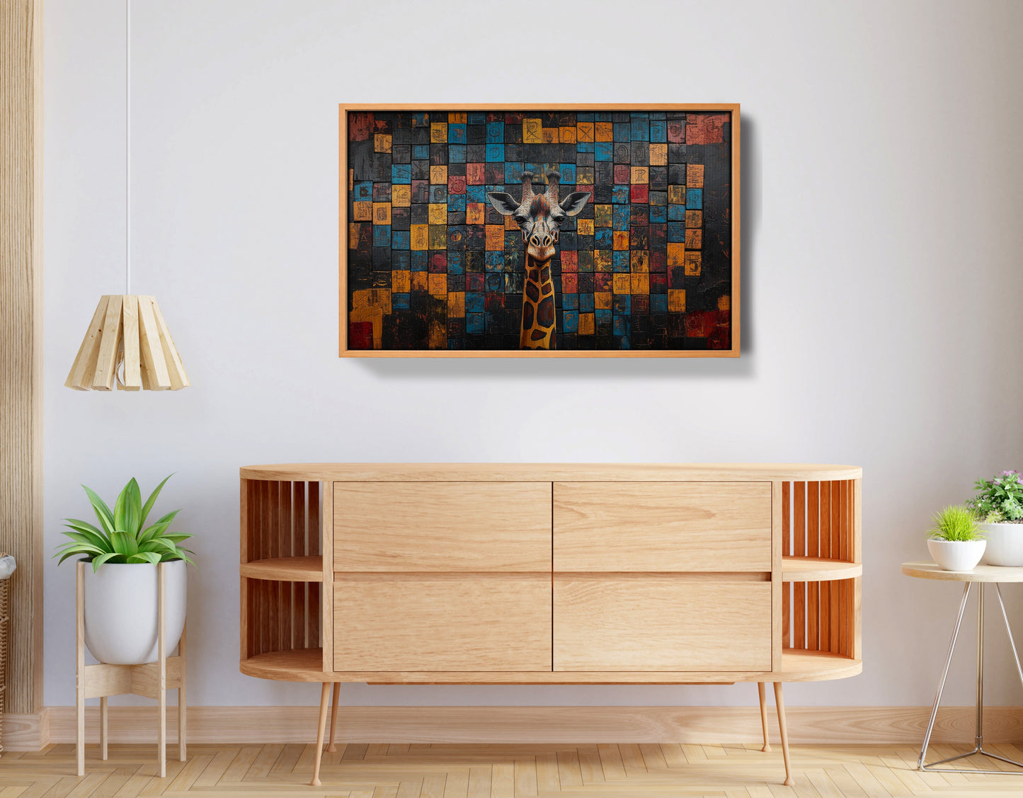 Blue Mosaic Giraffe African American canvas print view 44