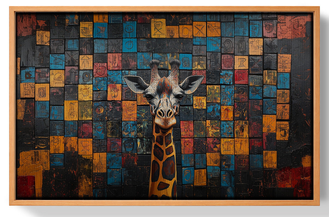 Blue Mosaic Giraffe African American canvas print view 43