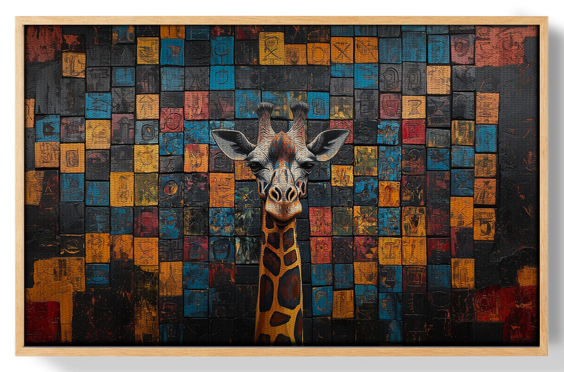 Blue Mosaic Giraffe African American canvas print view 49
