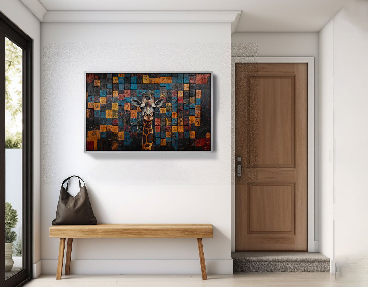Blue Mosaic Giraffe African American canvas print view 59