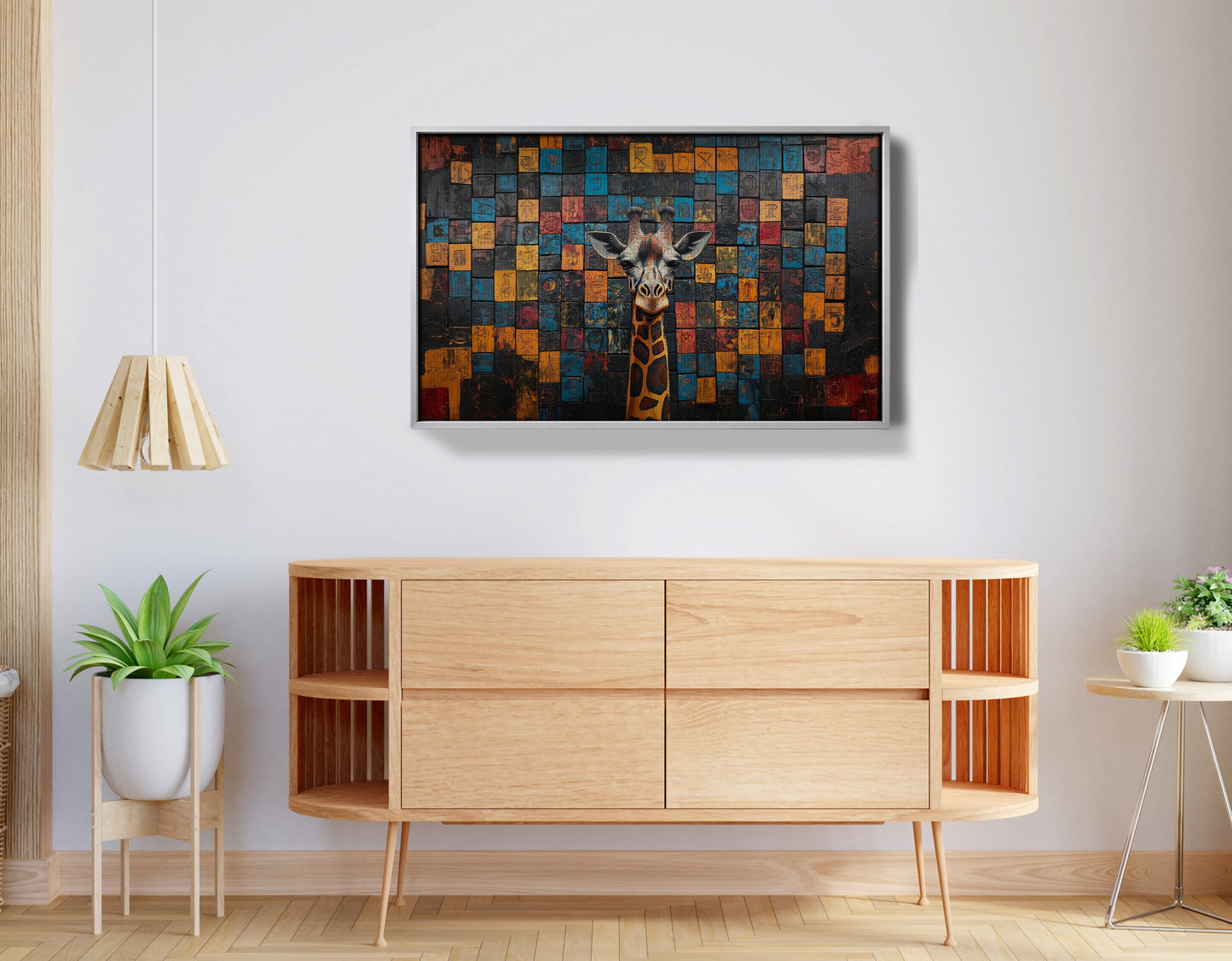 Blue Mosaic Giraffe African American canvas print view 56