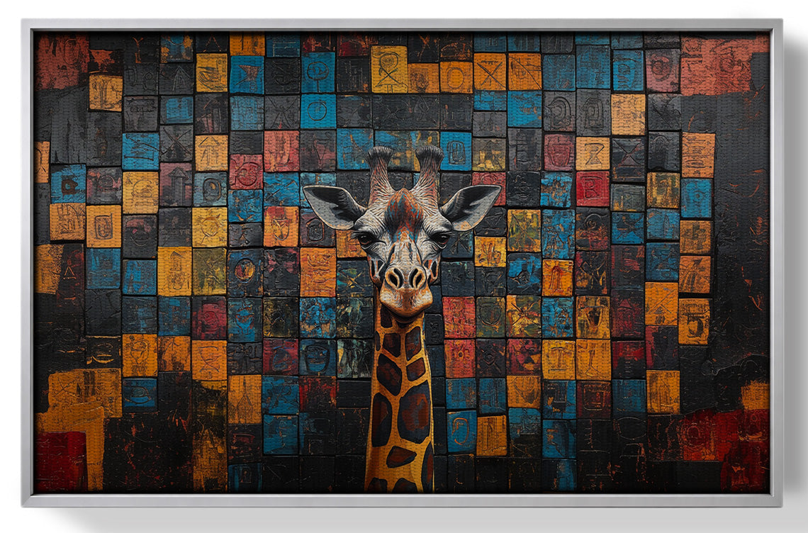 Blue Mosaic Giraffe African American canvas print view 55