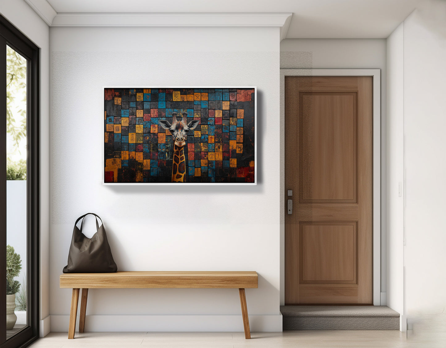 Blue Mosaic Giraffe African American canvas print view 65