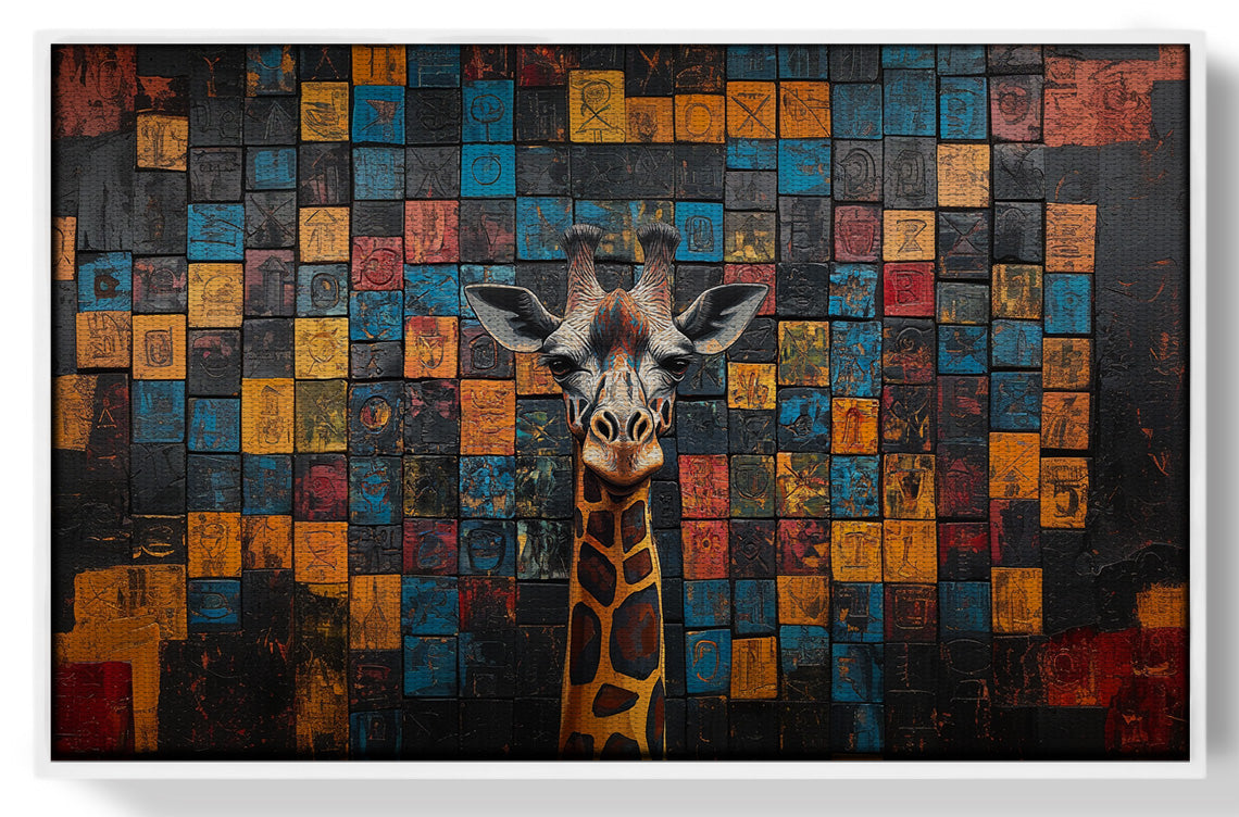 Blue Mosaic Giraffe African American canvas print view 61