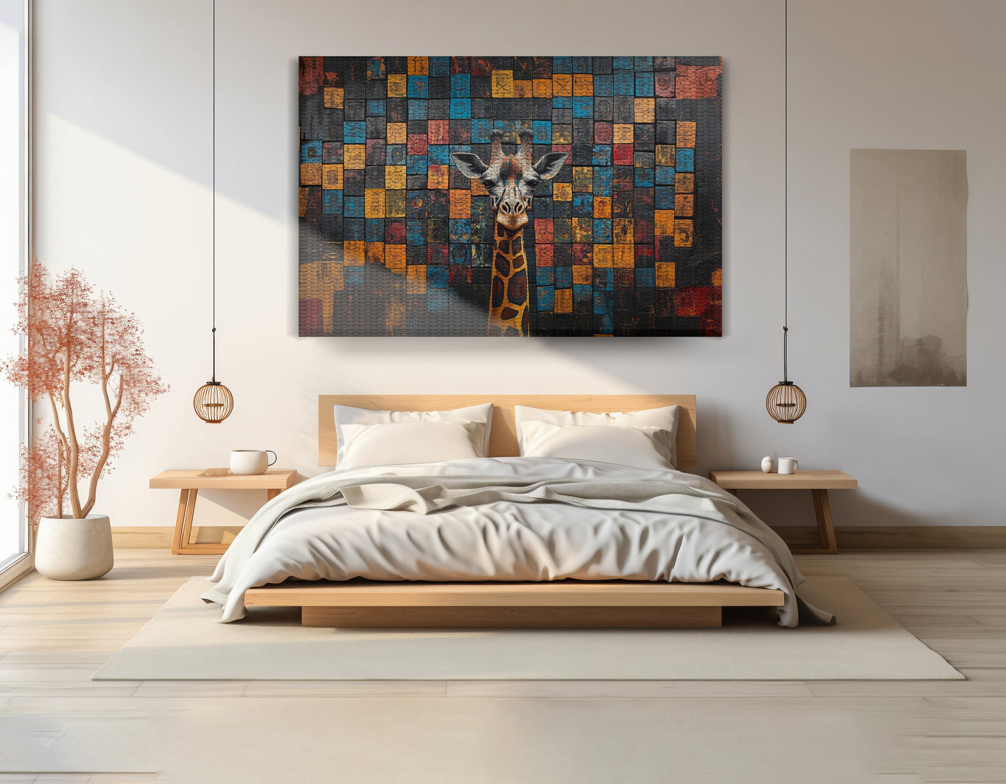 Blue Mosaic Giraffe African American canvas print view 15
