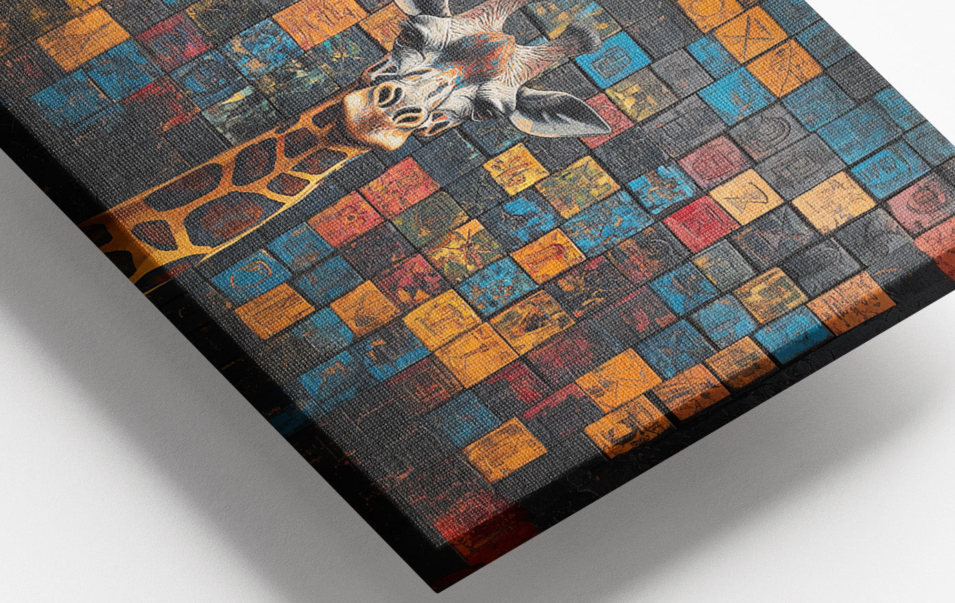 Blue Mosaic Giraffe African American canvas print view 16