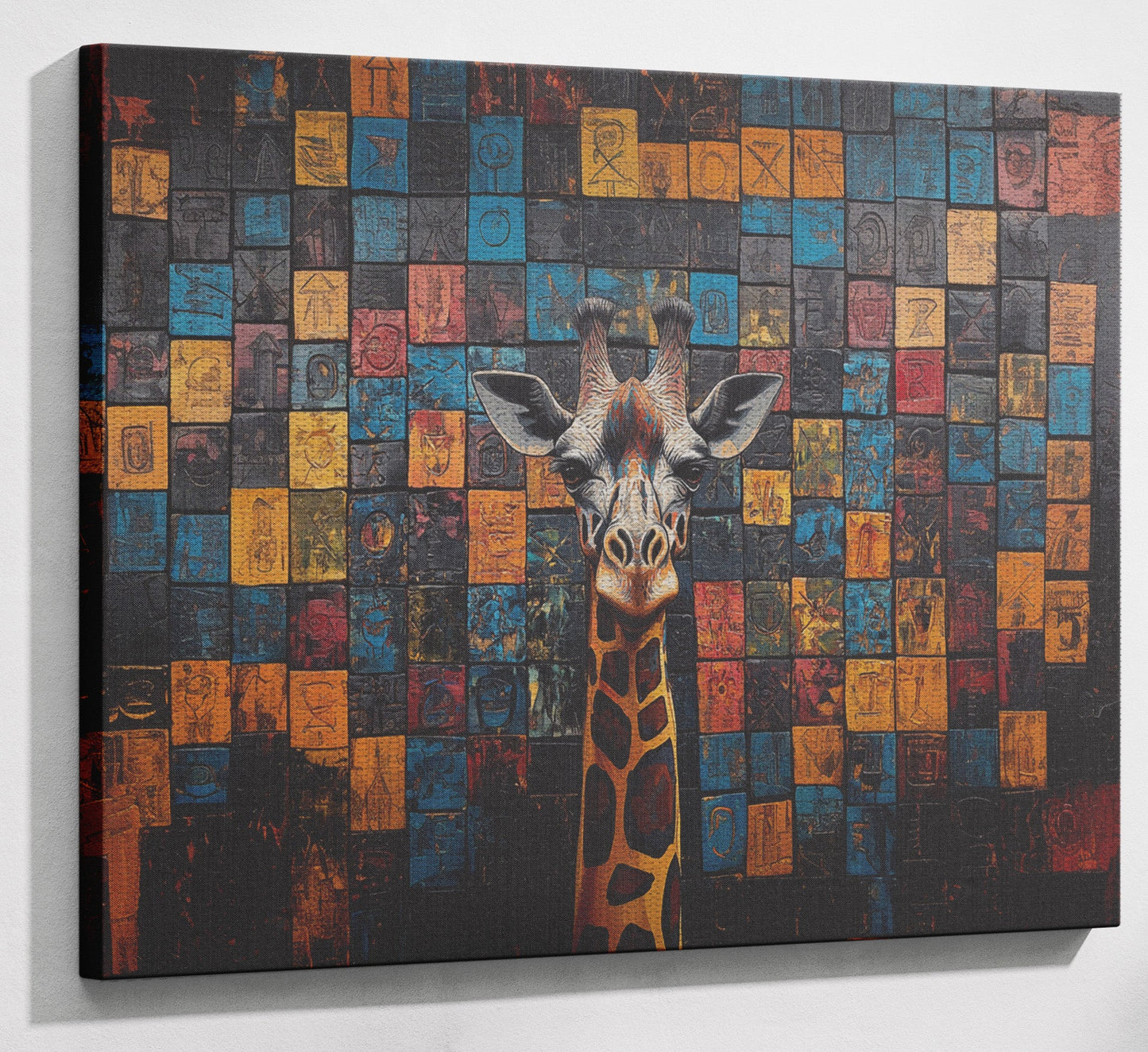 Blue Mosaic Giraffe African American canvas print view 13