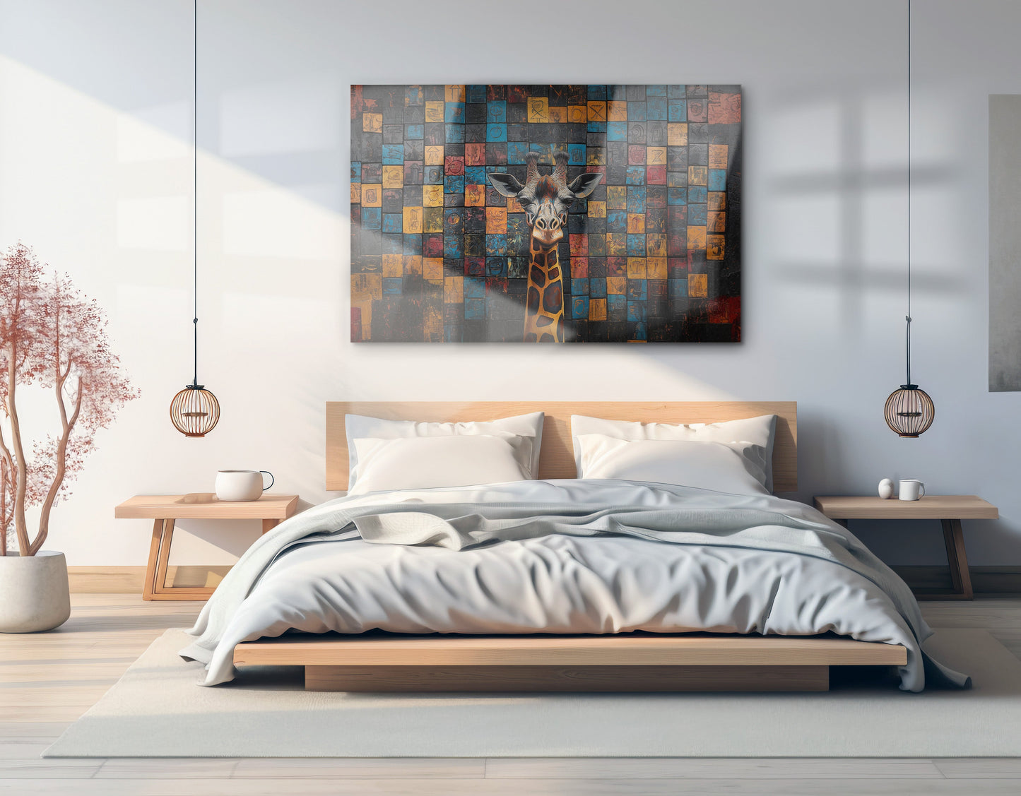 Blue Mosaic Giraffe African American canvas print view 21