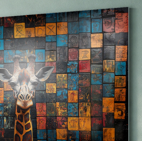 Blue Mosaic Giraffe African American canvas print view 22