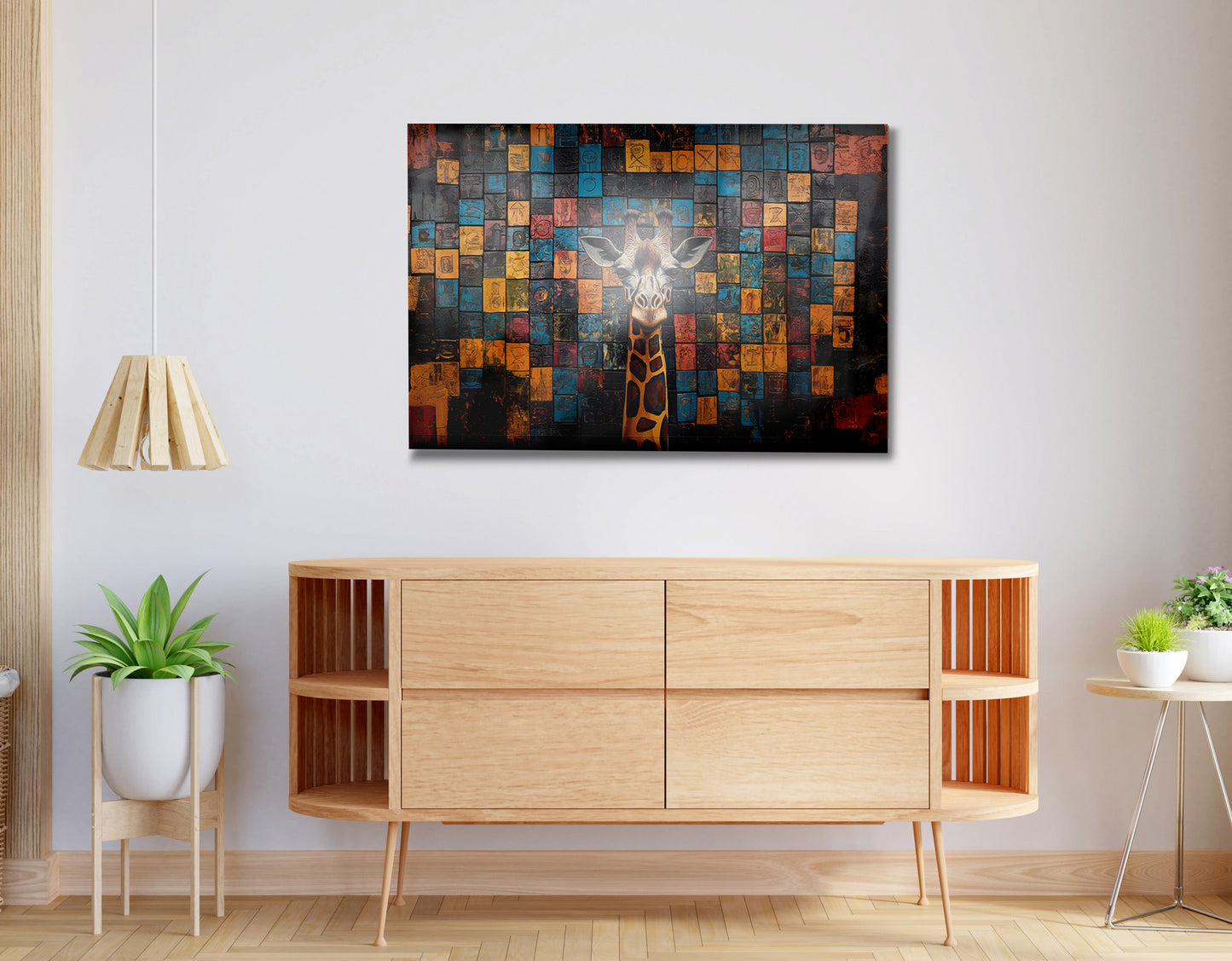 Blue Mosaic Giraffe African American canvas print view 20