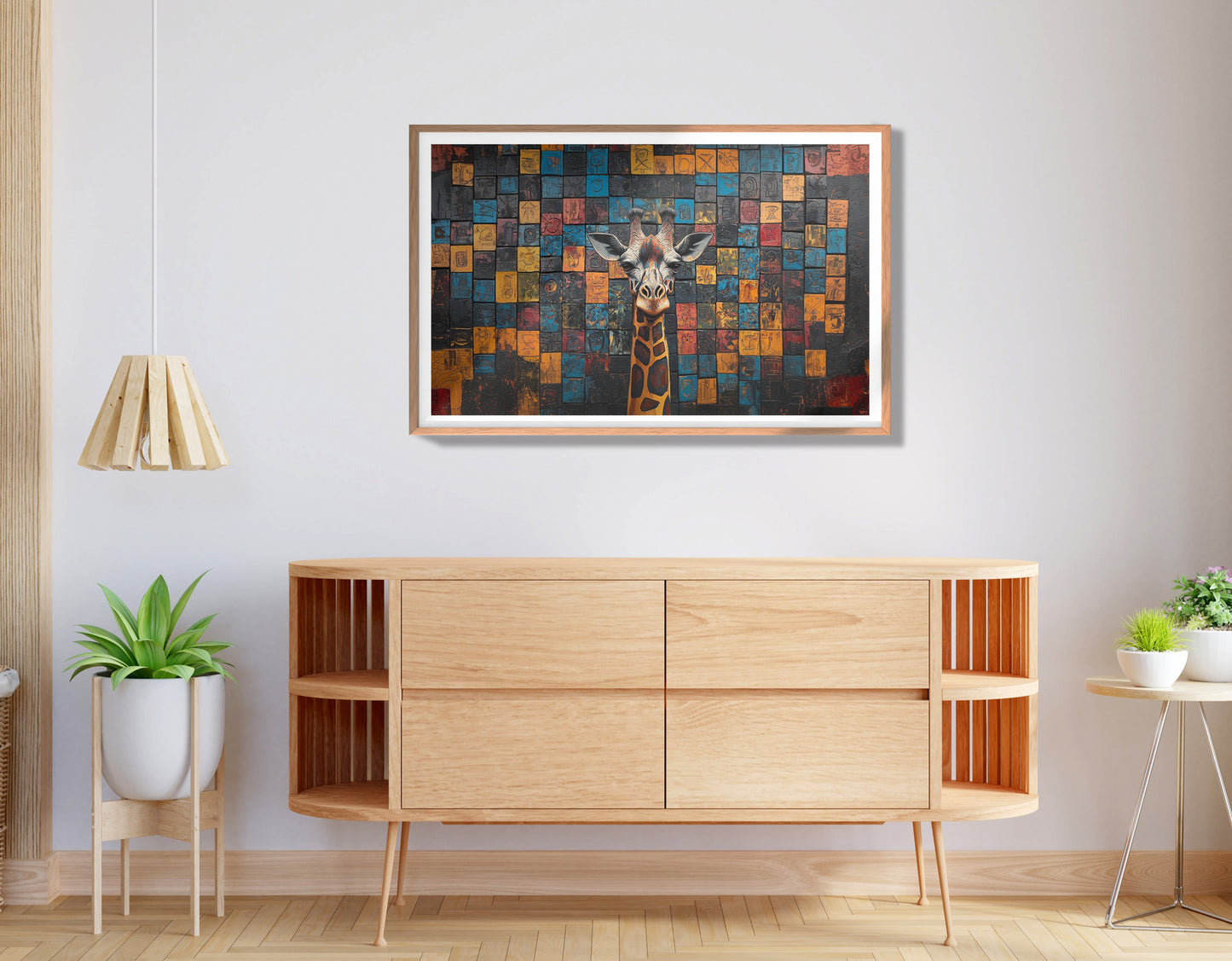 Blue Mosaic Giraffe African American canvas print view 80