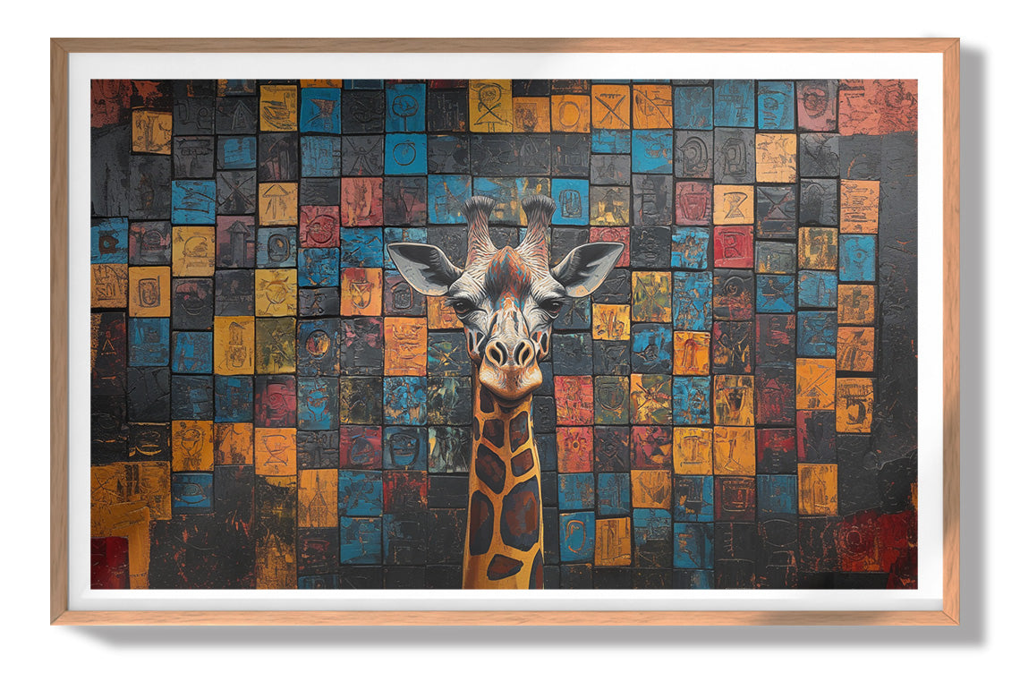 Blue Mosaic Giraffe African American canvas print view 79
