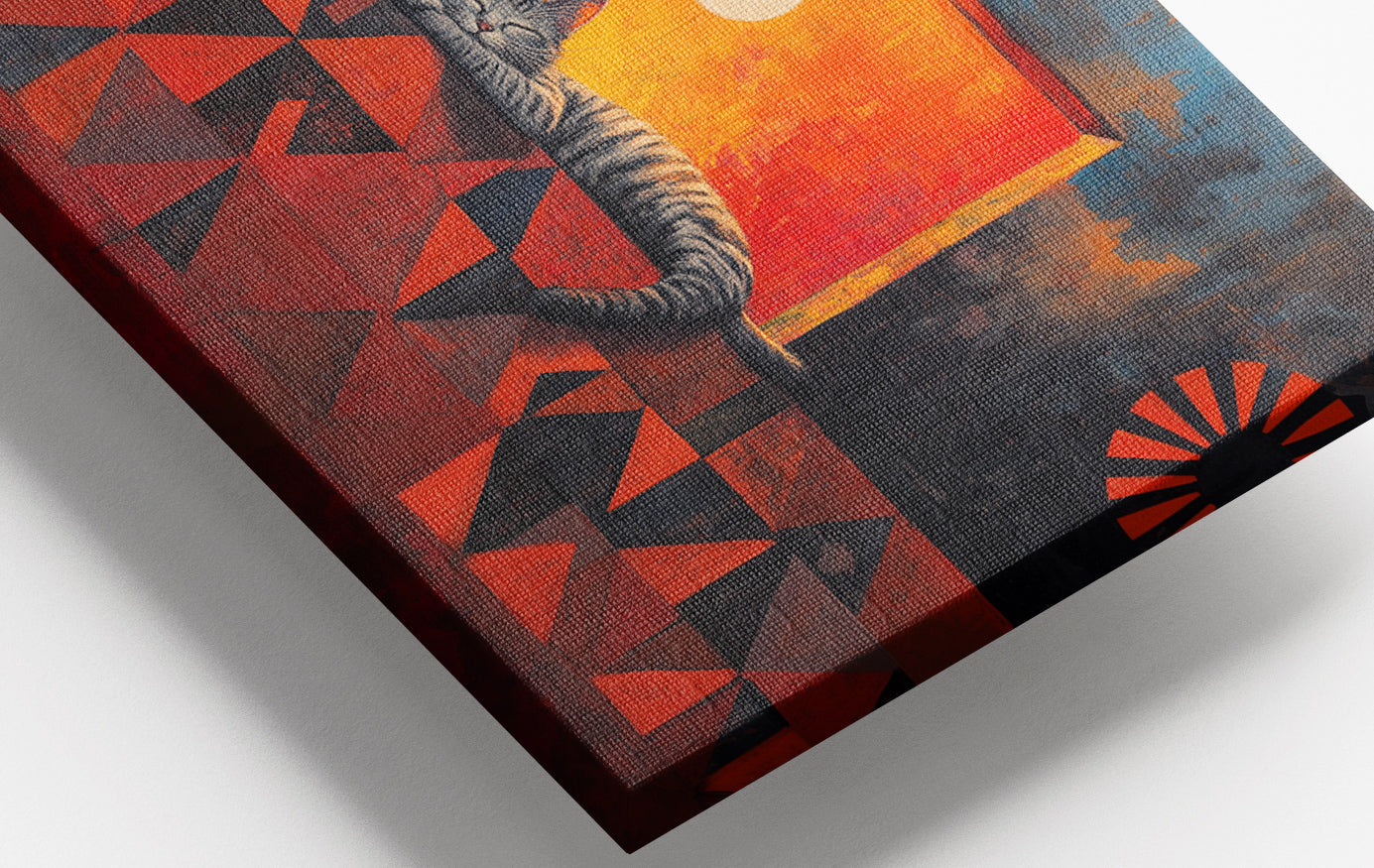 Close-up of Sleeping Cat Sunset Black culture wall art detail