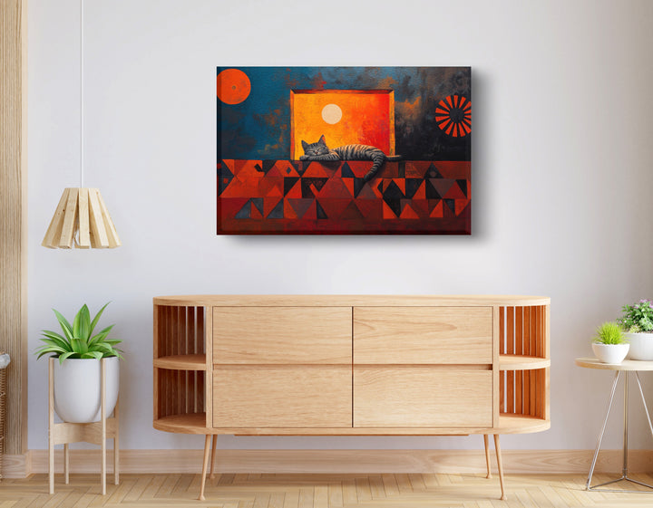 Sleeping Cat Sunset Wall Art Print