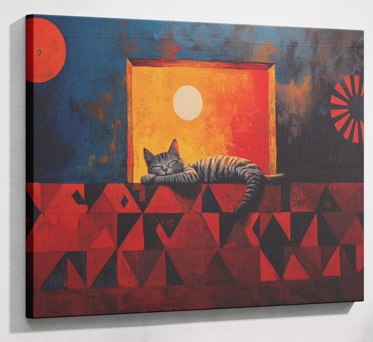 Sleeping Cat Sunset Wall Art Print