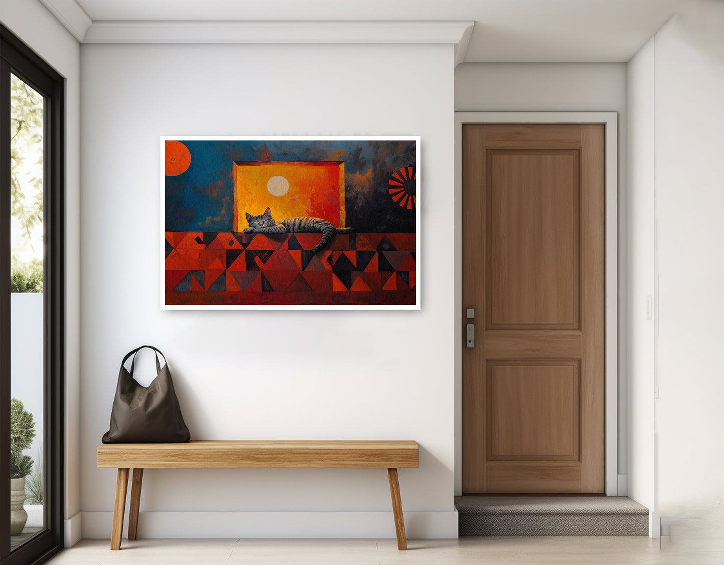 Sleeping Cat Sunset Black culture wall art home decor view