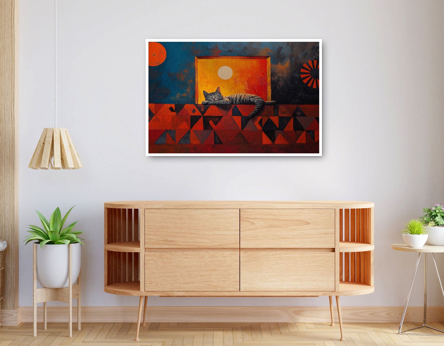 Alternate view of Sleeping Cat Sunset Black culture wall art canvas print