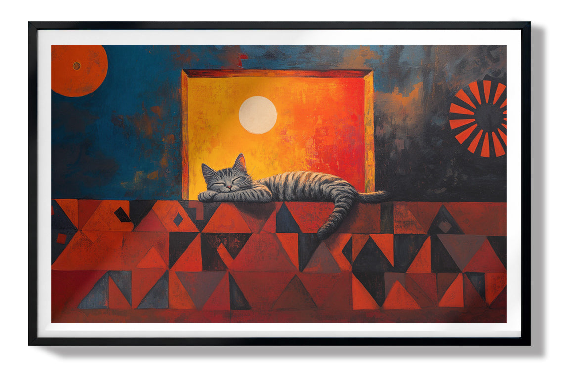 Sleeping Cat Sunset Black culture wall art view 67