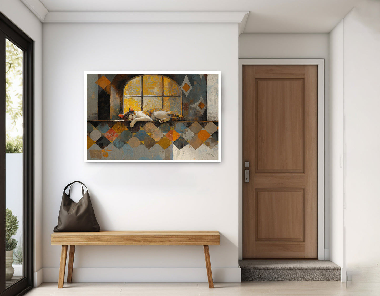 Sleeping Cat Window Quilt African American canvas print home decor view