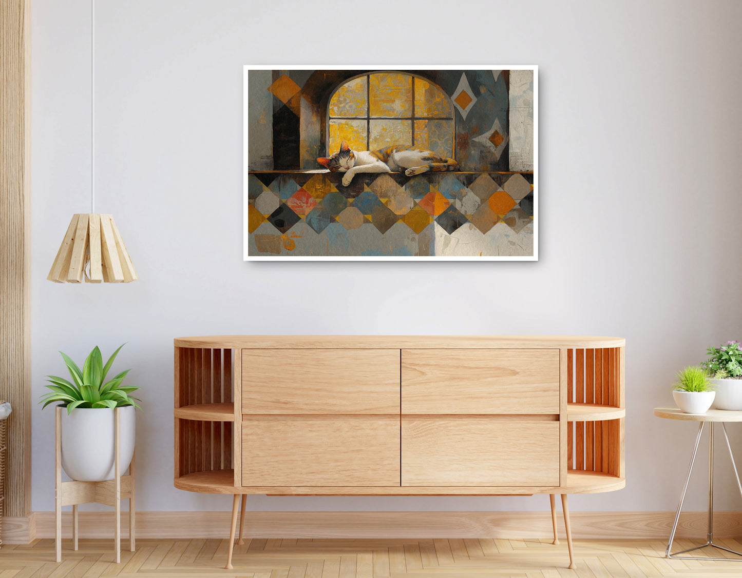 Alternate view of Sleeping Cat Window Quilt African American canvas print