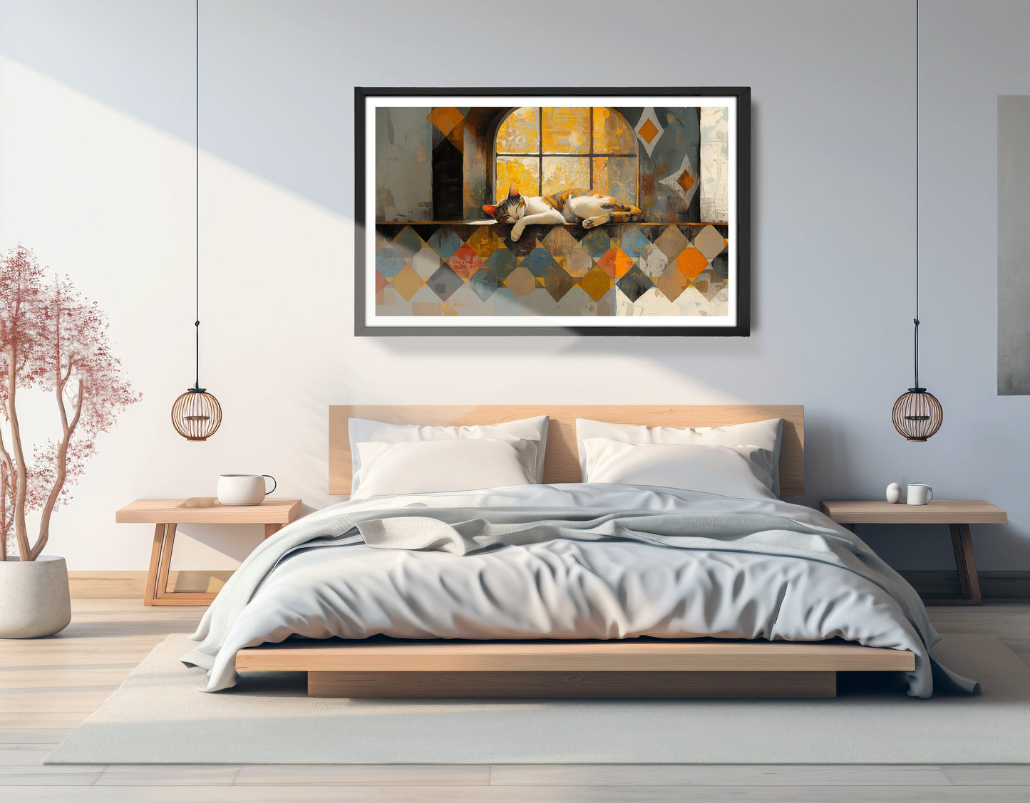 Sleeping Cat Window Quilt African American canvas print view 69