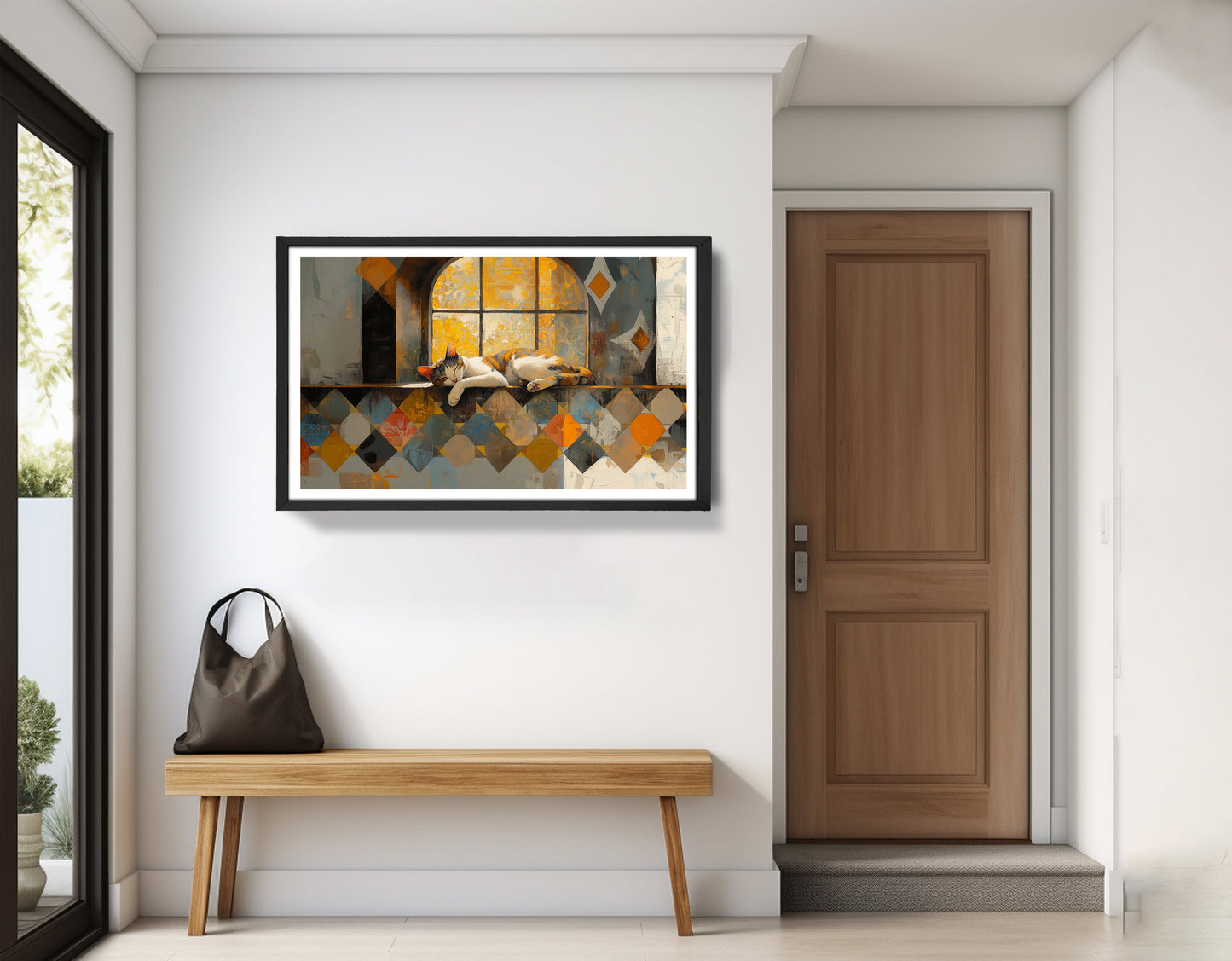 Sleeping Cat Window Quilt African American canvas print view 71