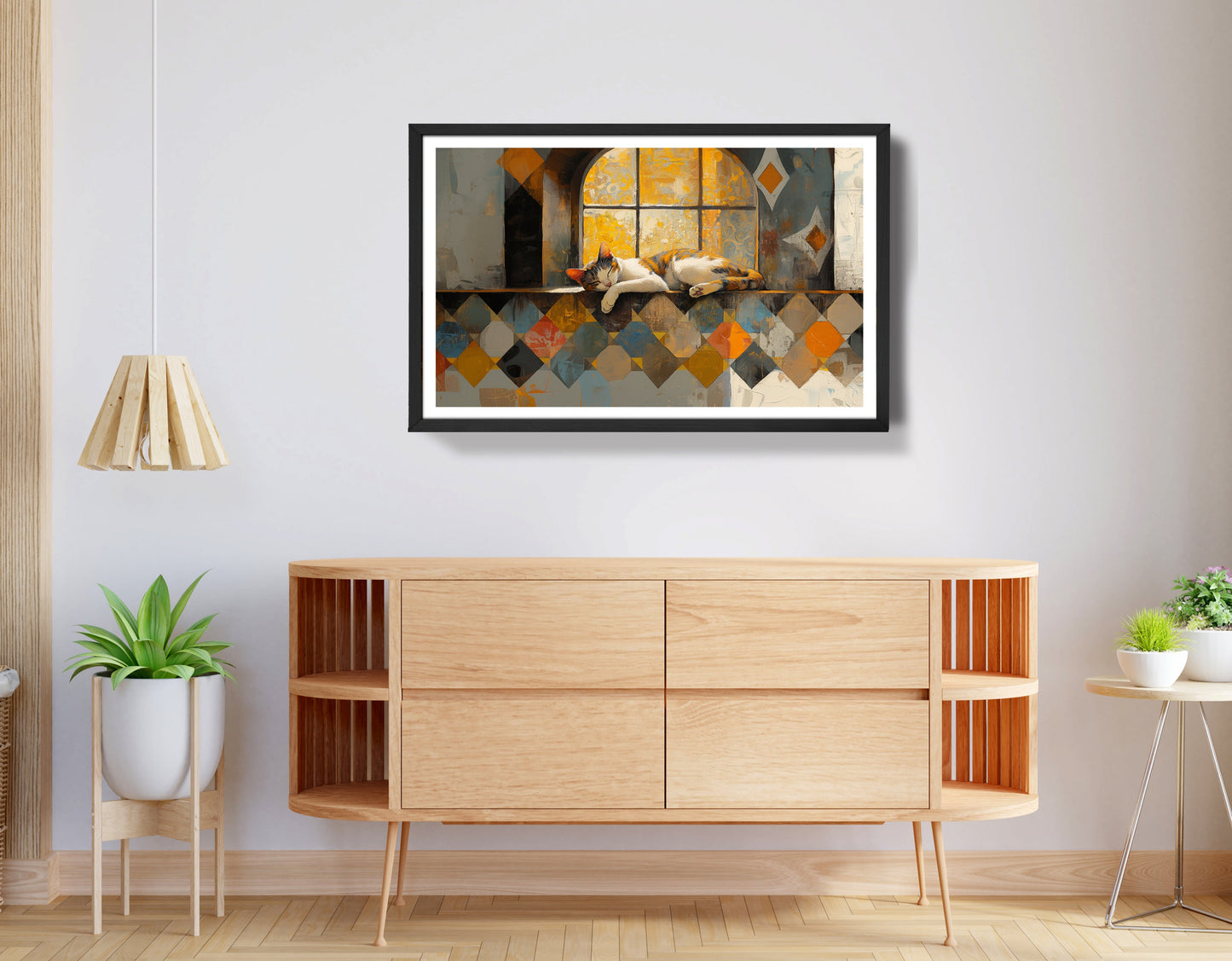 Sleeping Cat Window Quilt African American canvas print view 68