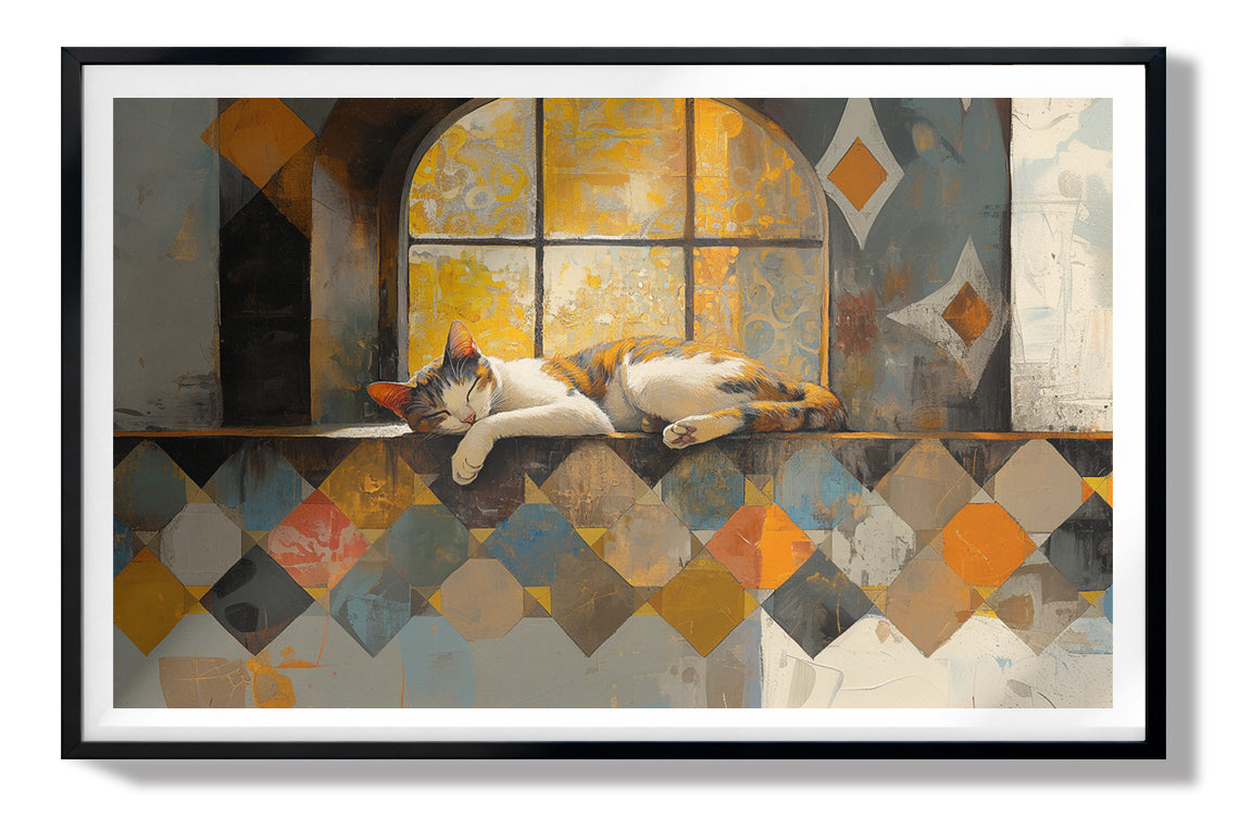 Sleeping Cat Window Quilt African American canvas print view 67
