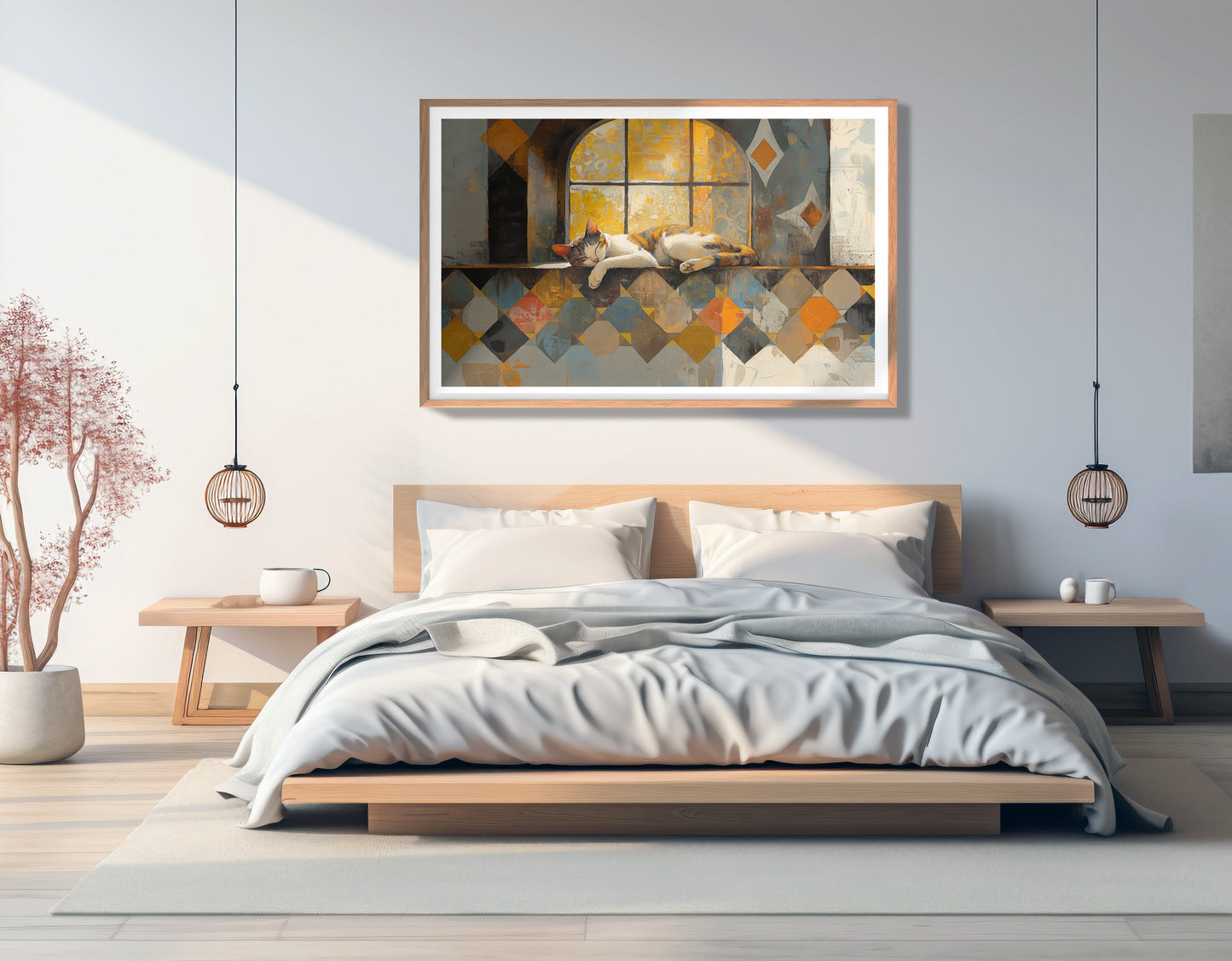 Sleeping Cat Window Quilt African American canvas print view 81