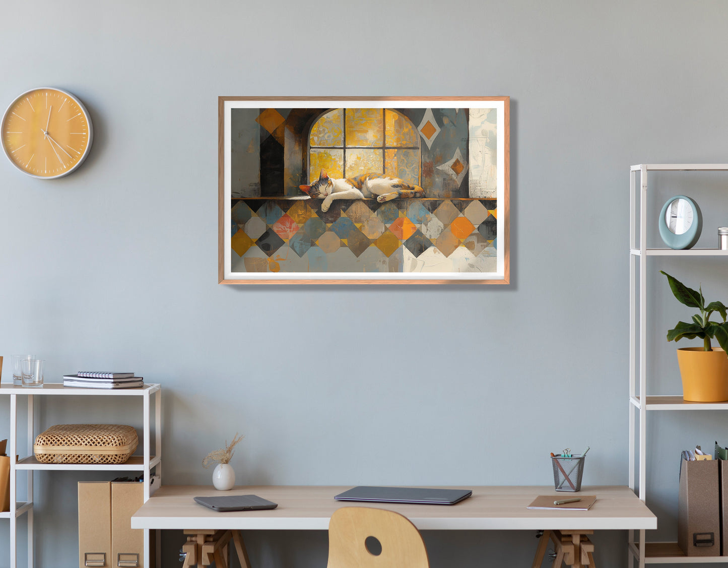 Sleeping Cat Window Quilt African American canvas print view 84