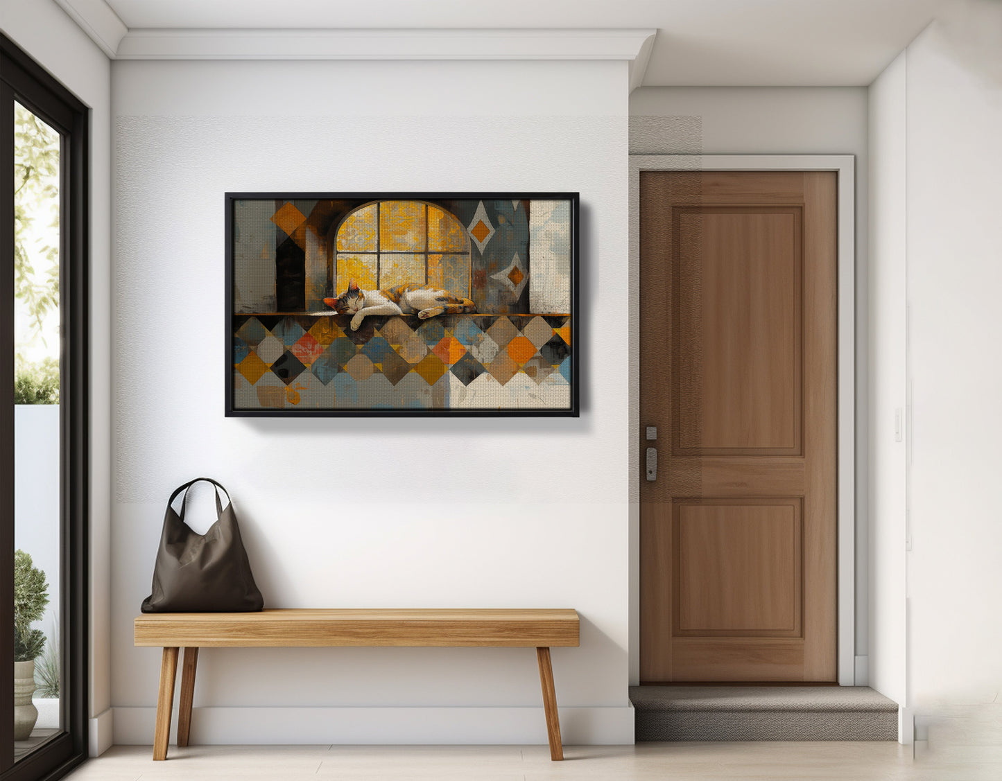 Sleeping Cat Window Quilt African American canvas print view 29