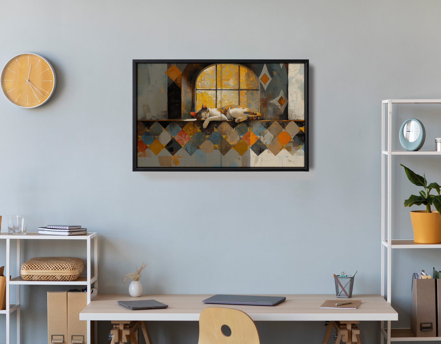 Sleeping Cat Window Quilt African American canvas print view 30