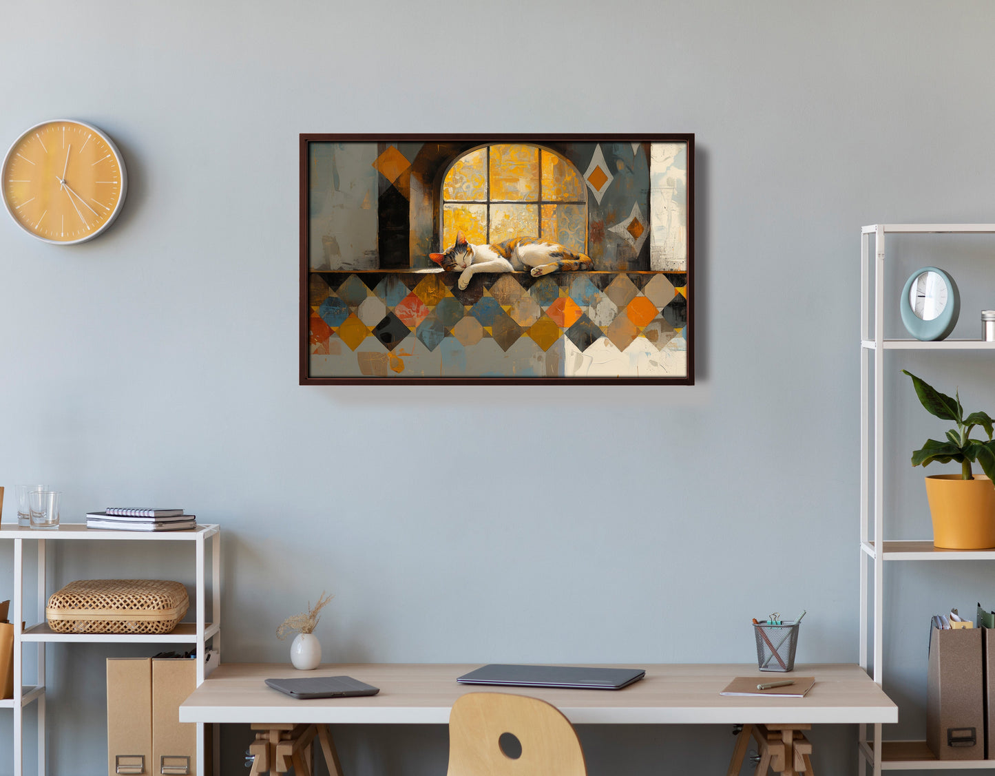 Sleeping Cat Window Quilt African American canvas print view 36