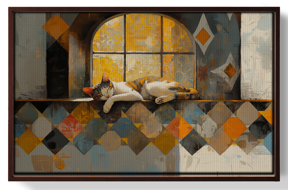 Sleeping Cat Window Quilt African American canvas print view 31