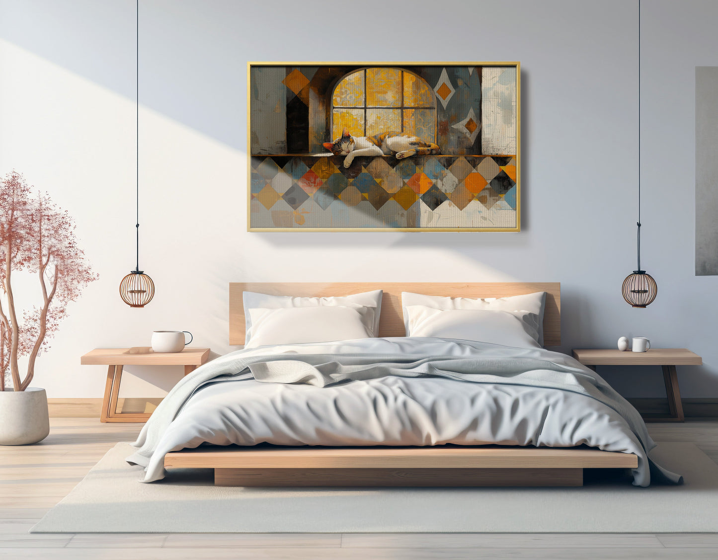 Sleeping Cat Window Quilt African American canvas print view 39