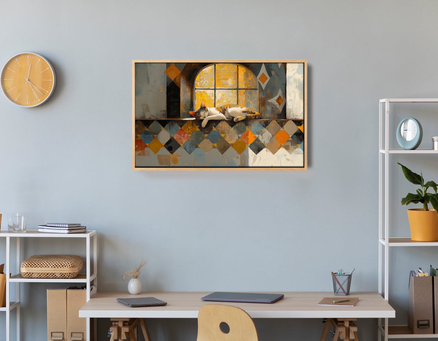 Sleeping Cat Window Quilt African American canvas print view 54