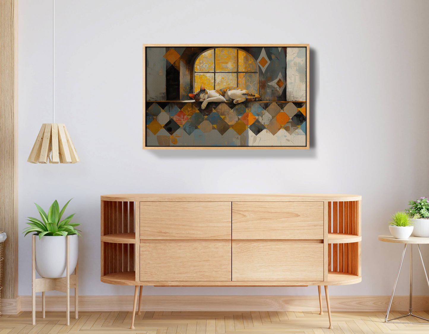 Sleeping Cat Window Quilt African American canvas print view 50