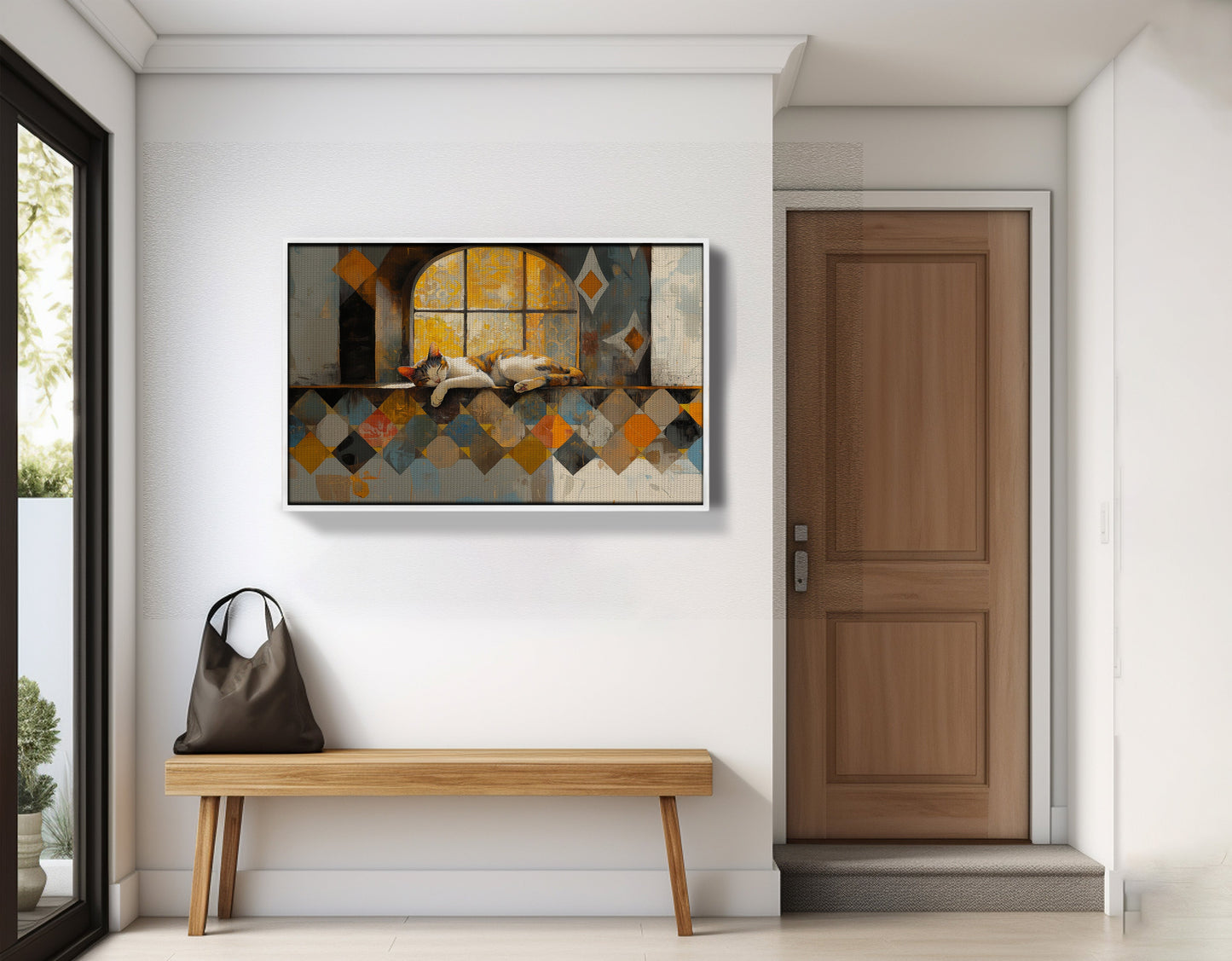 Sleeping Cat Window Quilt African American canvas print view 65