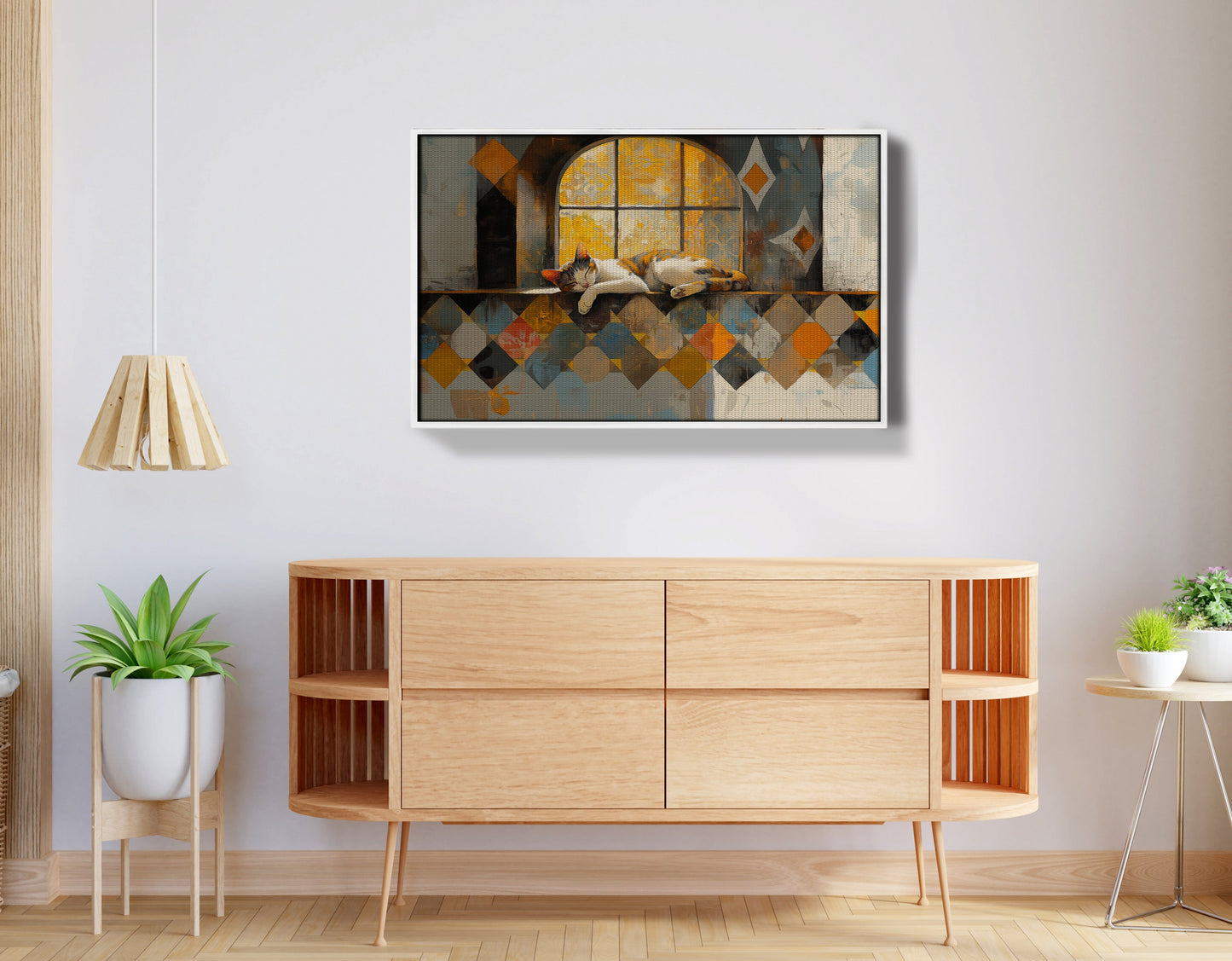 Sleeping Cat Window Quilt African American canvas print view 62