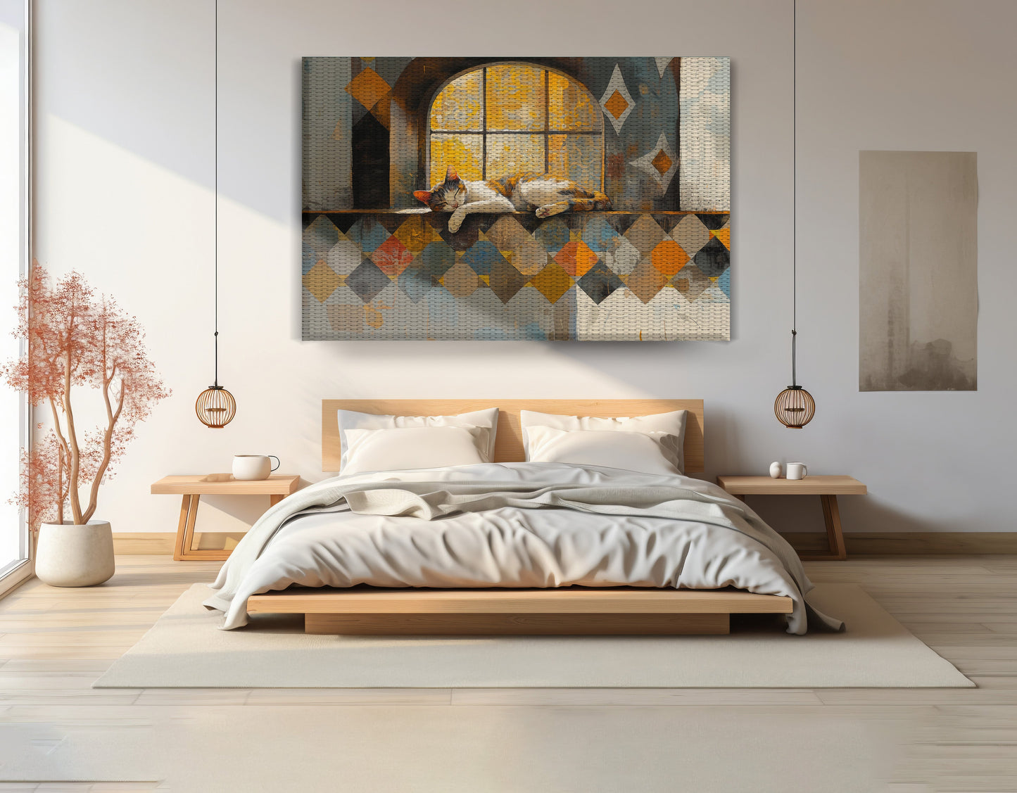 Sleeping Cat Window Quilt African American canvas print view 15