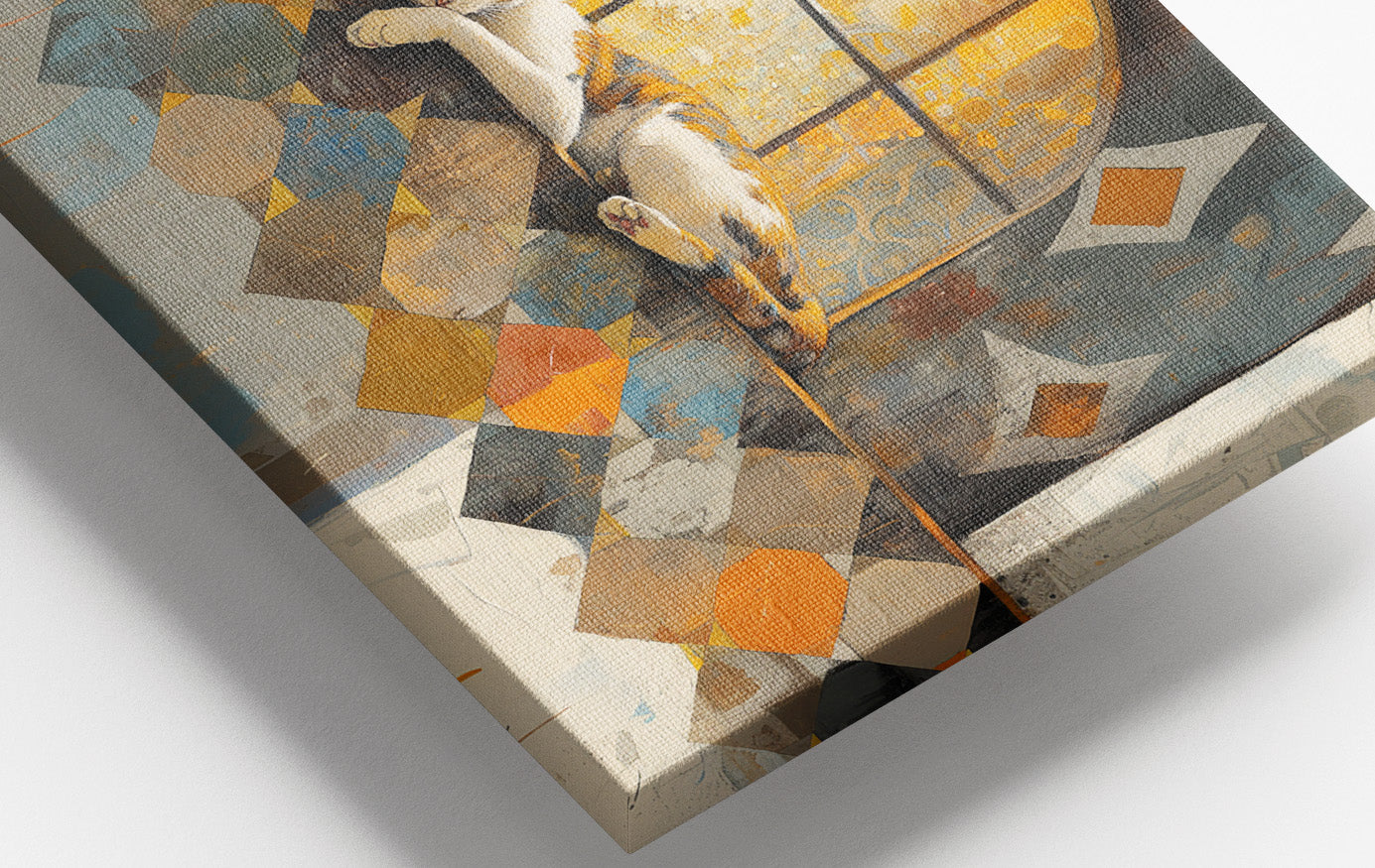 Sleeping Cat Window Quilt African American canvas print view 16