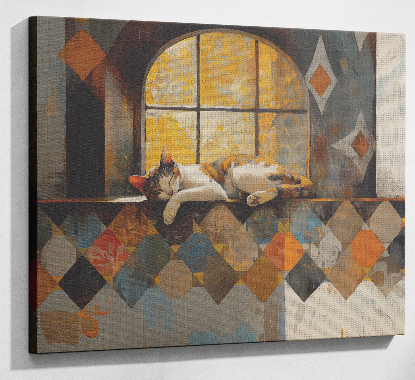 Sleeping Cat Window Quilt African American canvas print view 13