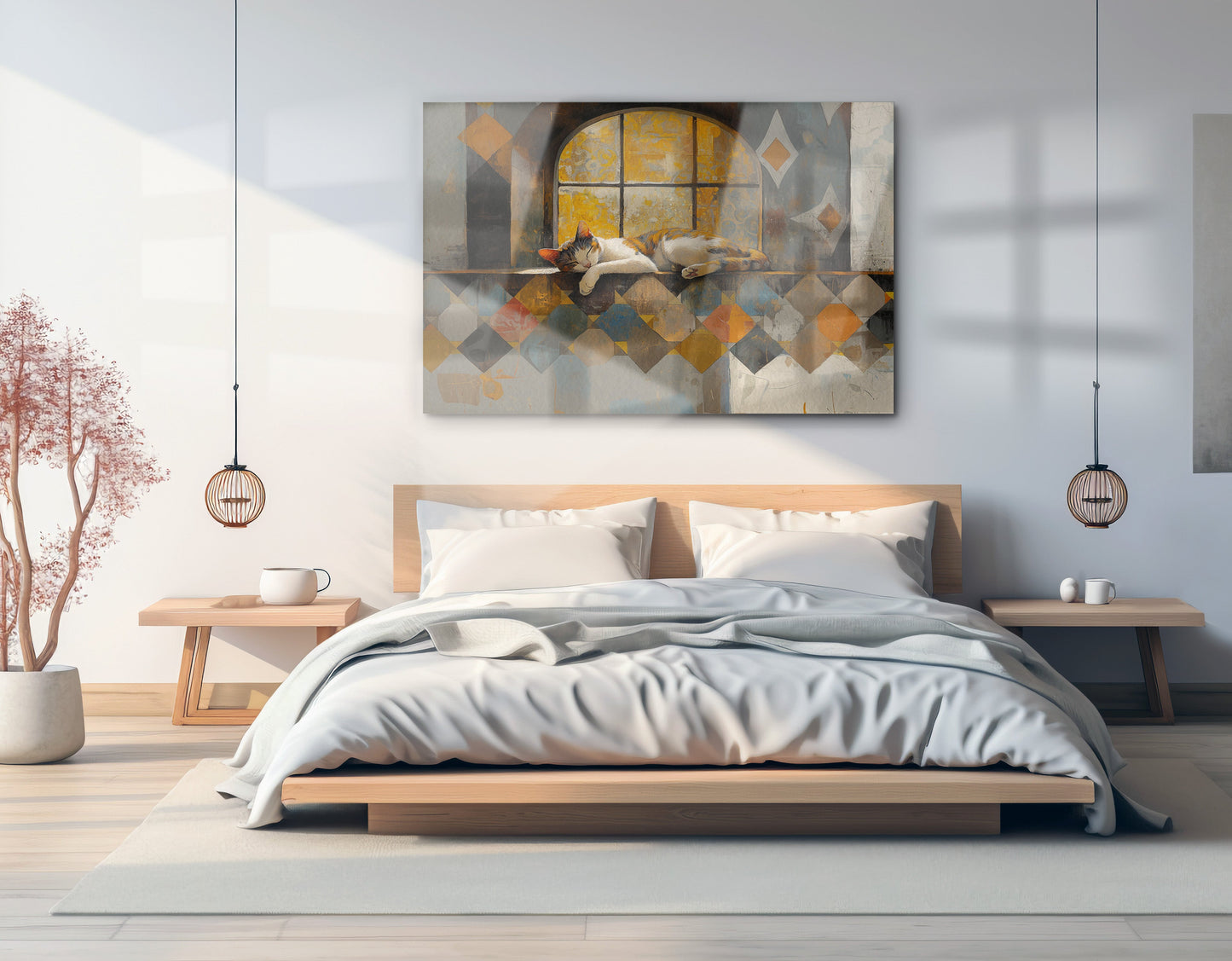 Sleeping Cat Window Quilt African American canvas print view 21